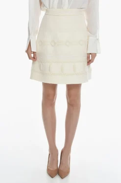 Sale Gonna In Lana A Portafoglio Ricamata Donna Gonne