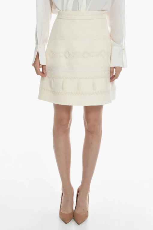 Sale Gonna In Lana A Portafoglio Ricamata Donna Gonne