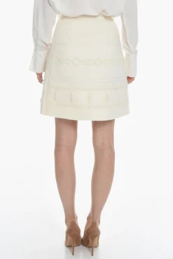Sale Gonna In Lana A Portafoglio Ricamata Donna Gonne