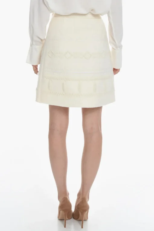 Sale Gonna In Lana A Portafoglio Ricamata Donna Gonne