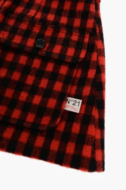 Fashion Gonna in Misto Lana a Quadri Buffalo con Abbottonatura Frontale Abbigliamento