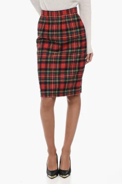 Clearance Gonna In Misto Lana Tartan Donna Gonne