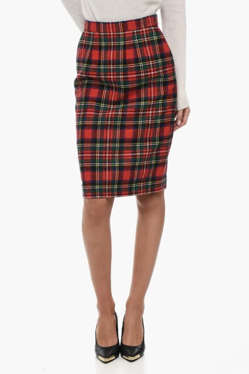 Clearance Gonna In Misto Lana Tartan Donna Gonne