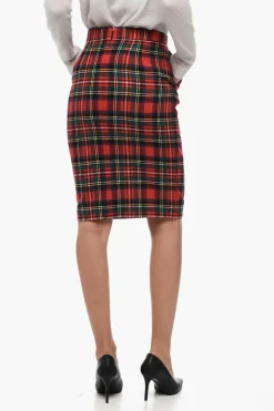 Clearance Gonna In Misto Lana Tartan Donna Gonne