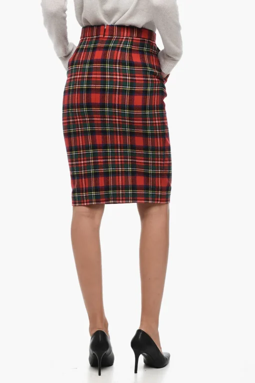 Clearance Gonna In Misto Lana Tartan Donna Gonne