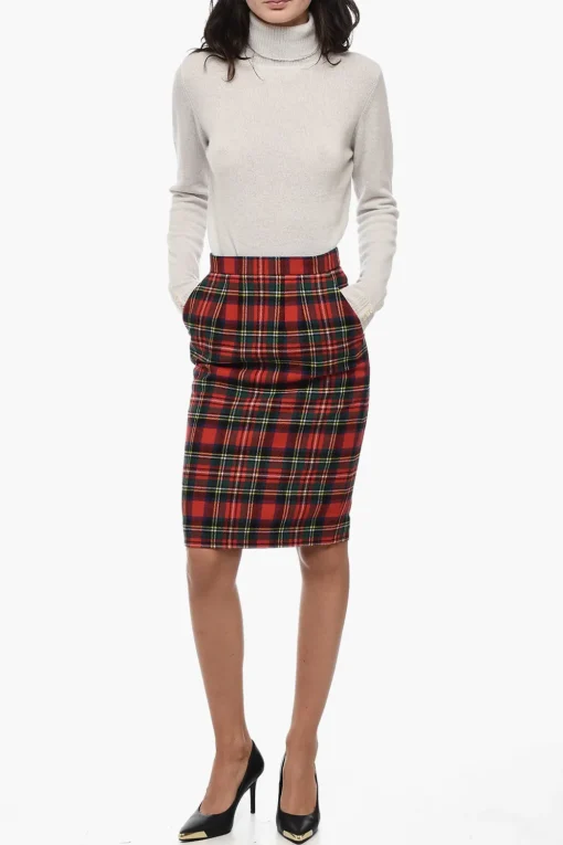 Clearance Gonna In Misto Lana Tartan Donna Gonne