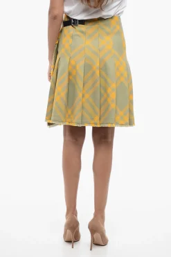 Gonna in Misto Lana Tartan con Dettaglio Sfrangiato>Burberry Online