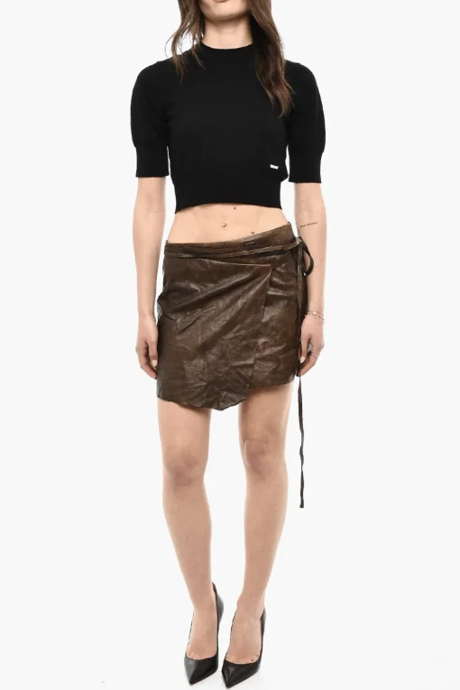 Gonna In Pelle A Portafoglio Con Dettaglio Da Allacciare>Dsquared2 Online