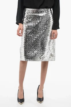 Gonna in Pelle Intrecciata Effetto Vernice>Bottega Veneta Best