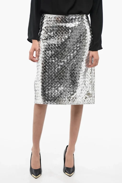 Gonna in Pelle Intrecciata Effetto Vernice>Bottega Veneta Best