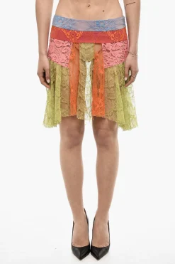 Best Gonna In Pizzo Asimmetrica Patchwork Donna Gonne