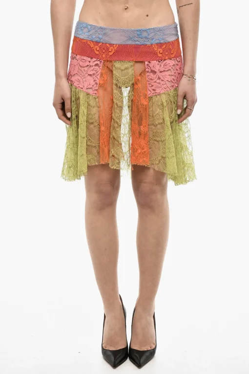 Best Gonna In Pizzo Asimmetrica Patchwork Donna Gonne