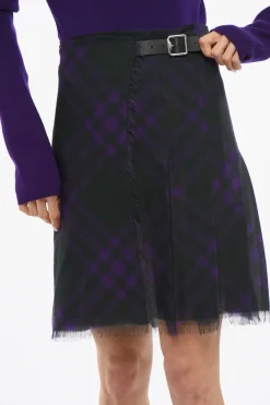 Gonna in Seta a Portafoglio con Pieghe>Burberry Fashion