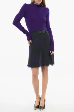 Gonna in Seta a Portafoglio con Pieghe></noscript>Burberry Fashion