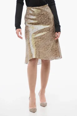 Gonna in Seta Georgette con Motivo Animalier>Celine Clearance
