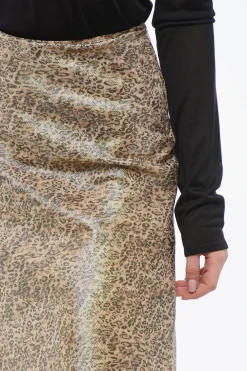 Gonna in Seta Georgette con Motivo Animalier>Celine Clearance