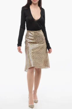 Gonna in Seta Georgette con Motivo Animalier></noscript>Celine Clearance