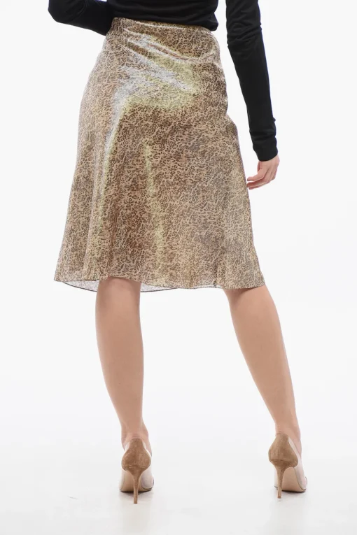 Gonna in Seta Georgette con Motivo Animalier>Celine Clearance