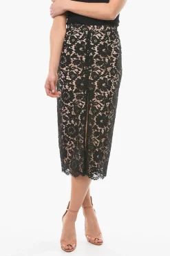 Sale Gonna Lunga in Pizzo con Sottoveste e Spacco Frontale Donna Gonne