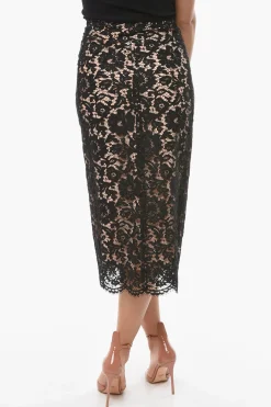Sale Gonna Lunga in Pizzo con Sottoveste e Spacco Frontale Donna Gonne