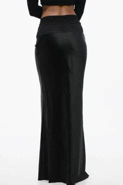 Gonna Lunga in Raso con Dettagli in Pizzo>Off-White Discount