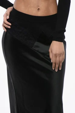 Gonna Lunga in Raso con Dettagli in Pizzo></noscript>Off-White Discount