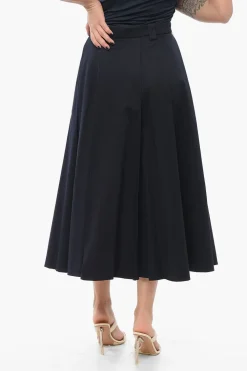 Sale Gonna Midi HENRIQUE in Cotone Stretch con Pieghe Donna Gonne