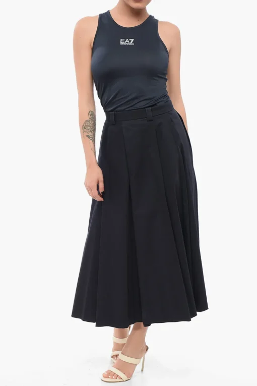 Sale Gonna Midi HENRIQUE in Cotone Stretch con Pieghe Donna Gonne