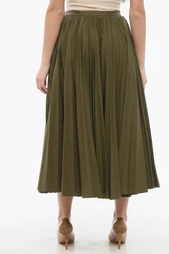 Discount Gonna Midi in Cotone Plissè Donna Gonne