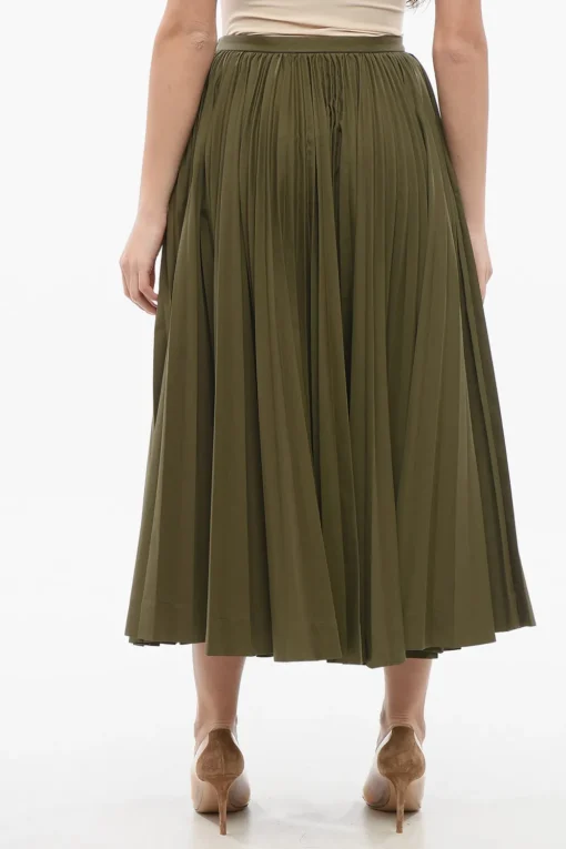 Discount Gonna Midi in Cotone Plissè Donna Gonne