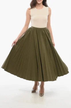 Discount Gonna Midi in Cotone Plissè Donna Gonne