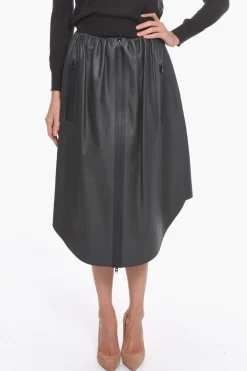Fashion Gonna Midi in Pelle WATERPROOF con Zip Frontale Donna Gonne