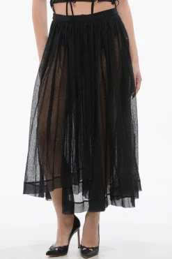 Clearance Gonna Midi Plissè in Maglia di Tulle Donna Gonne