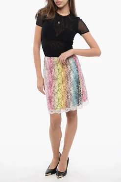 Best Gonna Multicolor con Fondo in Pizzo Donna Gonne
