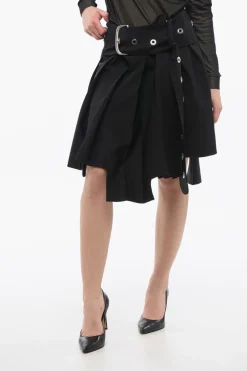 Gonna Plissettata In Lana Con Dettaglio Fibbia>Off-White Discount