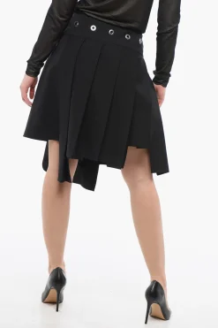 Gonna Plissettata In Lana Con Dettaglio Fibbia>Off-White Discount