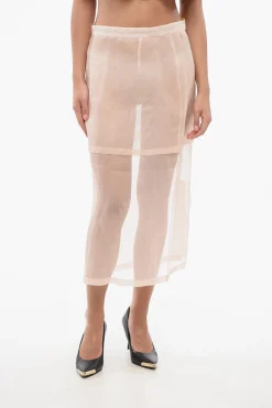 Gonna Sheer in Seta con Strato>Super Blond Sale