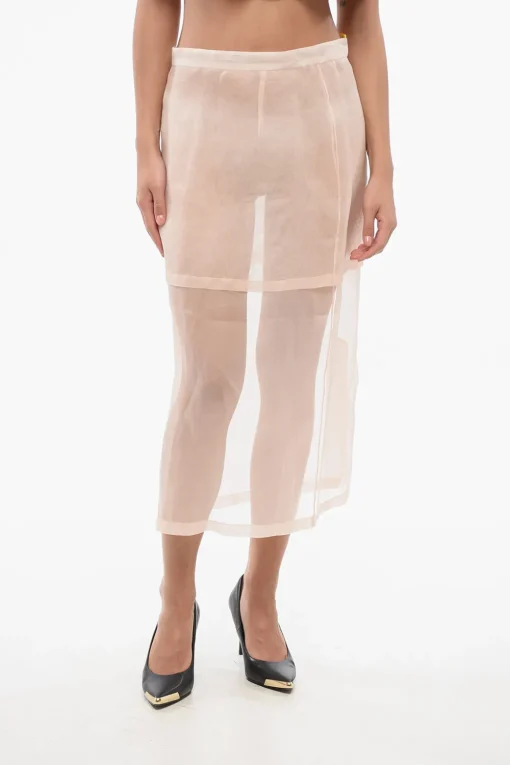 Gonna Sheer in Seta con Strato>Super Blond Sale