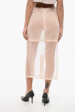 Gonna Sheer in Seta con Strato>Super Blond Sale