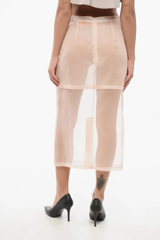 Gonna Sheer in Seta con Strato>Super Blond Sale