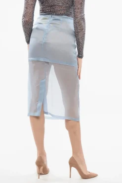 Sale Gonna Sheer in Seta con Strato Donna Gonne