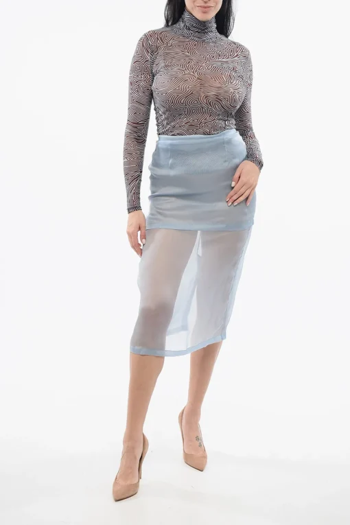 Sale Gonna Sheer in Seta con Strato Donna Gonne