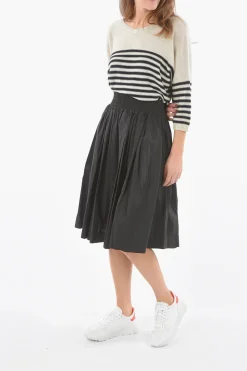 New Gonna Svasata in Popeline di Cotone con Elastico in Vita Donna Gonne
