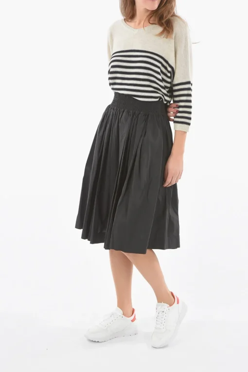 New Gonna Svasata in Popeline di Cotone con Elastico in Vita Donna Gonne
