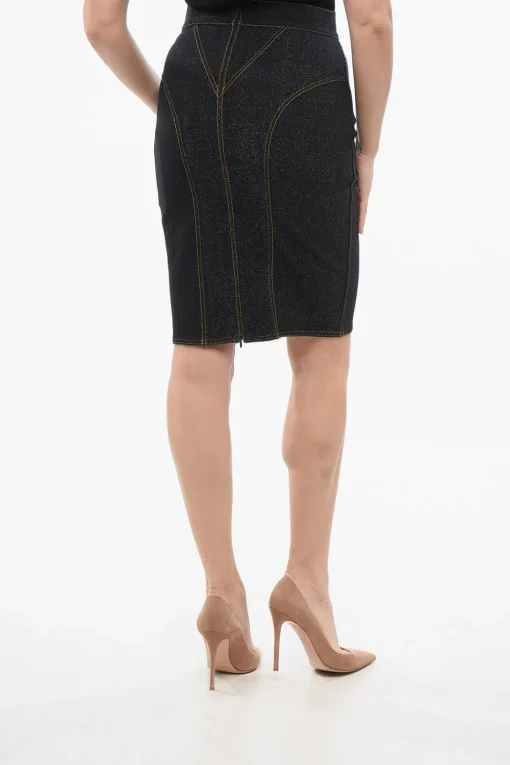 Gonna Tubino in Denim con lavaggio Scuro>Alaia Outlet