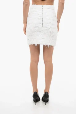 Gonna Tweed Effetto Sfilacciato>Balmain Discount