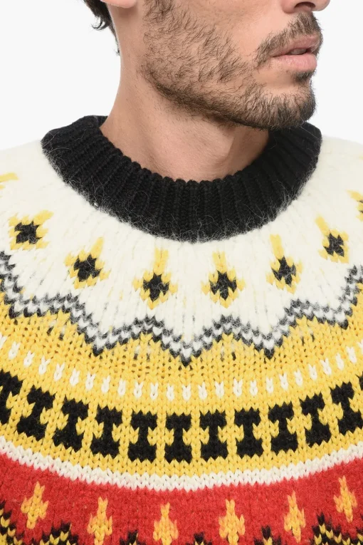 GRENOBLE Pullover Girocollo in Misto Lana con Motivo Fairisle>Moncler Discount