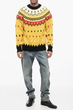 GRENOBLE Pullover Girocollo in Misto Lana con Motivo Fairisle></noscript>Moncler Discount
