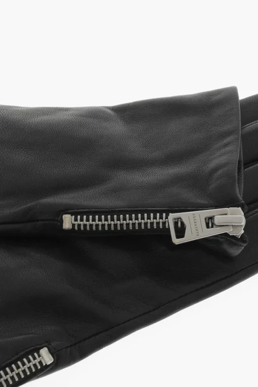Guanti in Pelle con Zip Laterale>AllSaints Sale