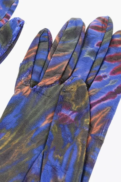 Fashion Guanti in Pelle Effetto Tie Dy Donna Guanti